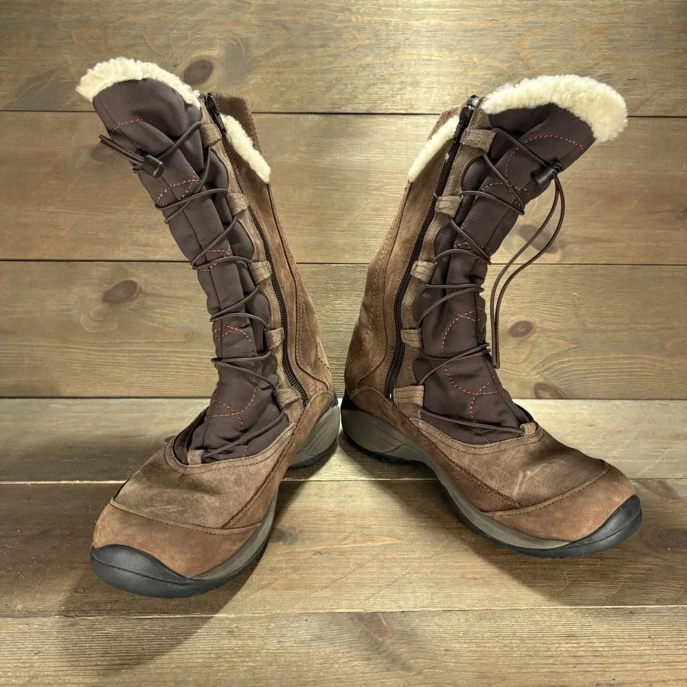 merrell encore apex womens size 8 shoes brown suede waterproof snow boots